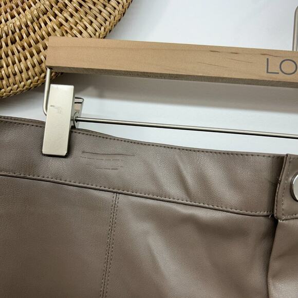 Zara Neutral Brown High Waist Minimalist High Rise Faux Leather Leggings Pant XL - Picture 7 of 8